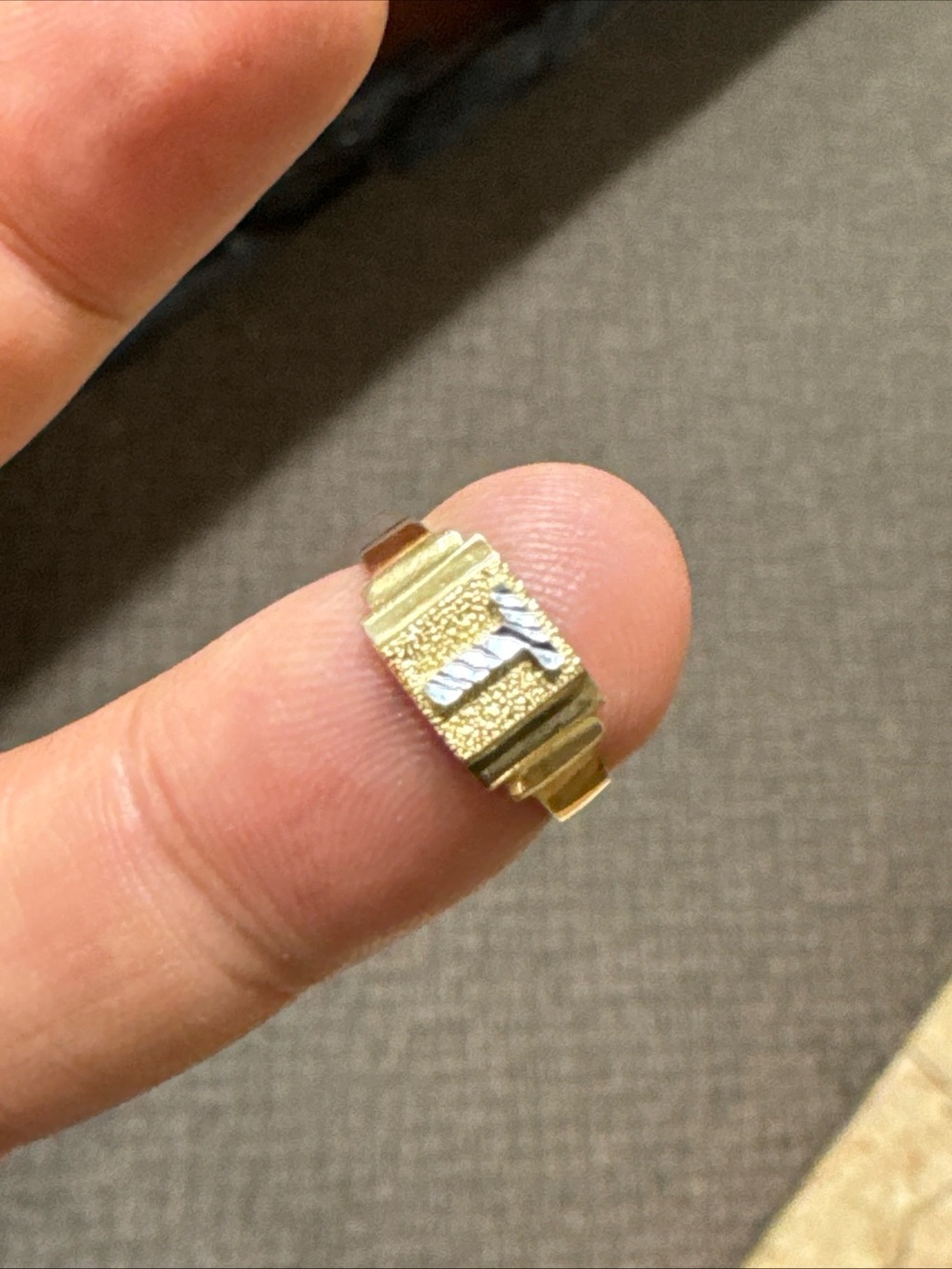10K Yellow Gold Baby Ring Letter T Size 3 1.2g Initial Signet Ring